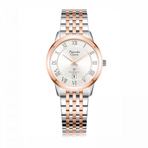 Alexandre Christie AC 8709 Silver Rosegold White Roman Lady Slim Elegance Sapphire LDBTRSLRM